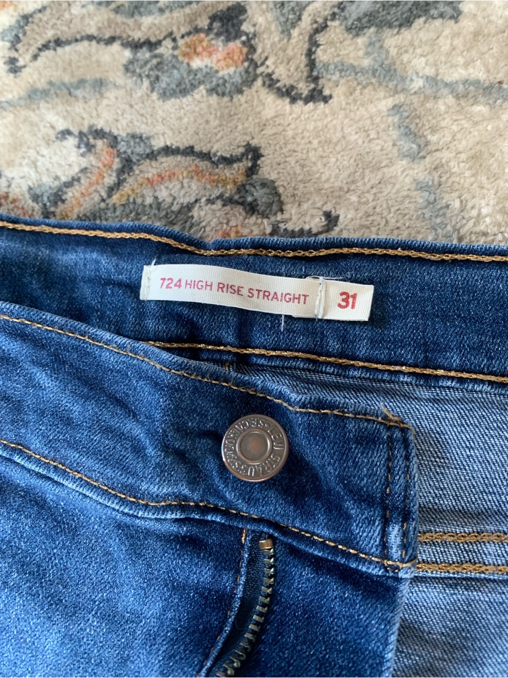 Levi's 724 High Rise Straight Jeans - Blue Denim 31W/30L - Picture 3 of 4